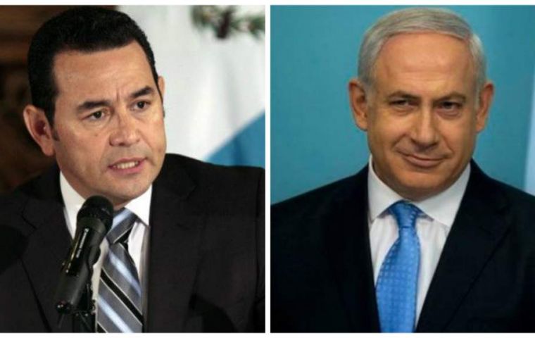  El presidente Jimmy Morales habló con el primer ministro de Israel, Benjamín Netanyahu y resaltó las excelentes relaciones bilaterales
