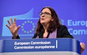 La comisaria europea de Comercio Cecilia Malmström consideró que la Unión Europea (UE) y los países del Mercosur están “muy cerca de un acuerdo”