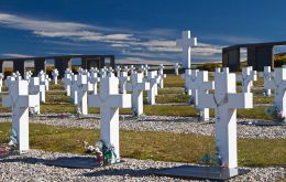 El Memorial argentino en las Falklands, donde hay 123 sepultaras de combatientes argentinos 
