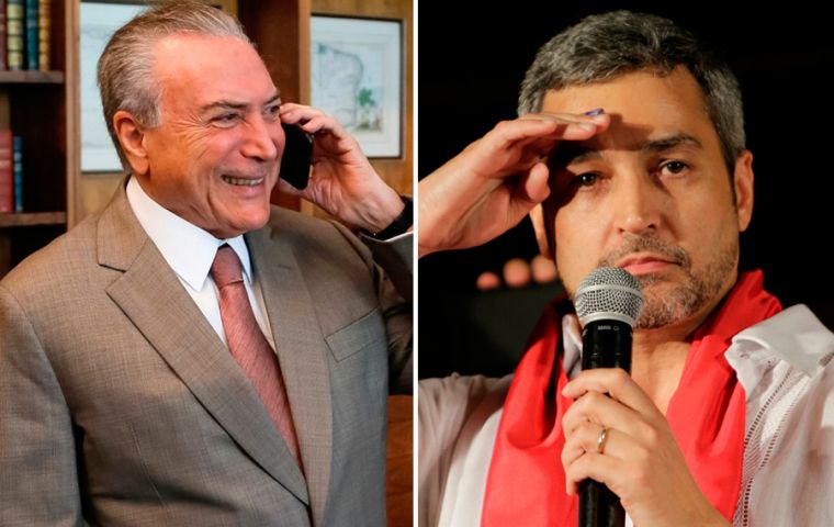 Michel Temer comentó su llamada en un mensaje que publicó en sus redes sociales y en el que le deseó “mucho éxito” al próximo presidente de Paraguay.