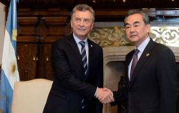 El canciller Wang Yi le entregó a Macri una carta del Presidente chino, Xi Jinping, quien expresó su respaldo a las reformas del Gobierno argentino