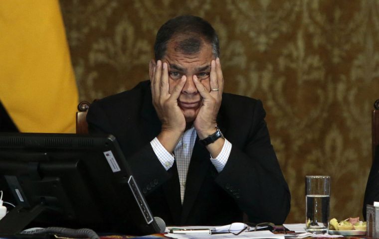 Correa está en la mira de la justicia por el caso del ex diputado opositor Fernando Balda, quien lo acusa de ordenar su secuestro cuando estaba en Bogotá en 2012