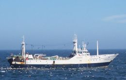     Barco pesquero en las aguas de las Falklands - En 2017, todos el calamar loligo importados a España provenían de las Falklands