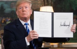 Trump retiró en mayo a su país del acuerdo sobre el tema nuclear firmado por Irán y las grandes potencias en 2015, referido a armas atómicas