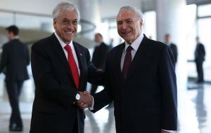 Las negociaciones sobre el acuerdo de libre comercio se iniciaron el pasado 27 de abril durante una reunión entre el Presidente Piñera y su par, Michel Temer. 