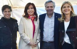 Axel Kicillof, Cristina Fernández, Alberto Fernández y Verónica Magario, alcaldesa de La Matanza al inicio de la campaña electoral
