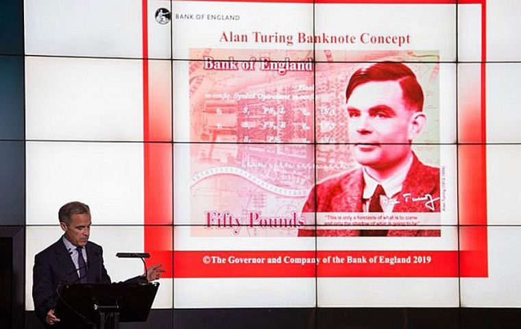 “Turing es un gigante sobre cuyos hombros hoy se apoyan tantos”, dijo el titular del Banco de Inglaterra, Mark 