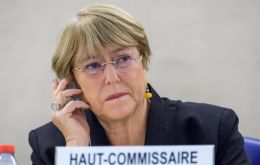 Bachelet se refirió a información recibida de la ONG Monitor de Víctimas que identifica 57 nuevos casos de presuntas ejecuciones cometidas solo en julio