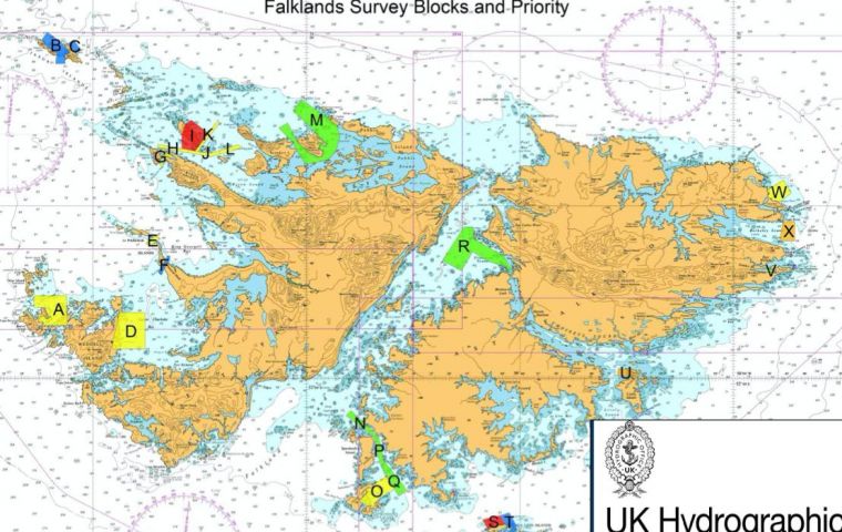 El mapeo y relevamiento del fondo marino comenzó en zonas costeras de las Falklands con el despliegue de varias naves