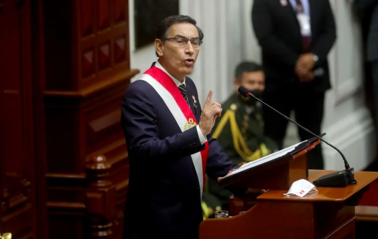 El presidente Vizcarra criticó al Congreso que, según el mandatario, “por primera vez en 20 años niega su apoyo a un gabinete conformado hace menos de un mes”. 