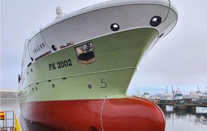 F/V Falcon cuyo registro es en las Islas Falkland, comenzó a construirse en febrero 2019 en el astillero de Nodosa de Vigo, Galicia 