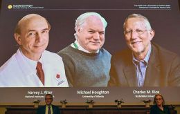 Tres científicos compartieron el Nobel de Medicina (Foto J. Nackstrand/Agence France-Presse)