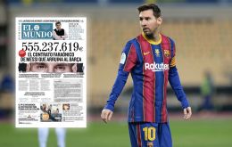 El salario de Lionel Messi asciende a poco más de 555 millones de Euros en los recientes cinco años