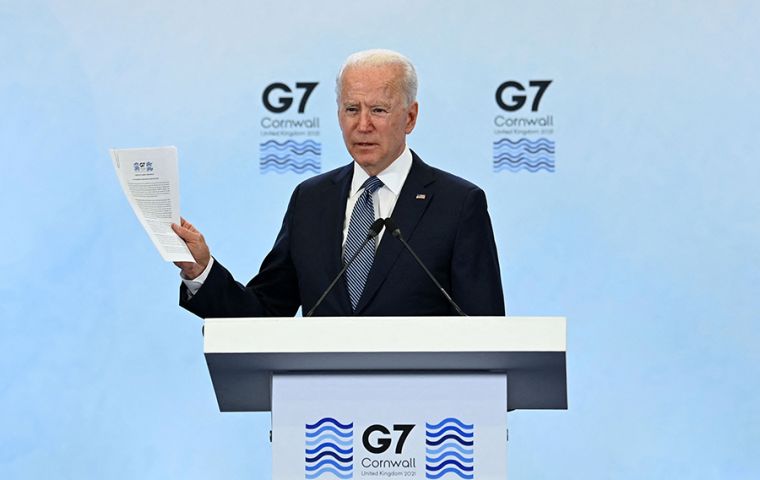 “La cumbre del G-7 fue una reunión extraordinariamente colaborativa y productiva ”, dijo Biden