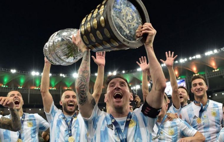  Argentina ahora ha igualado a Uruguay con la mayor cantidad de títulos de Copa América - 15 cada uno.