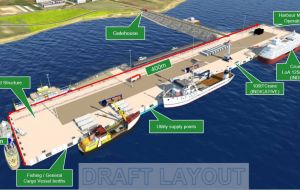 El proyecto del nuevo puerto en Stanley, obra que absorberá millones de libras es considerado vital para el futuro desarrollo de la economía de las Islas 
