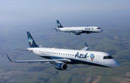 Azul volará a Uruguay con aviones Embraer E-195 E2