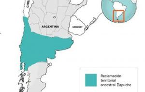 La parte de Argentina incluye las provincias de Chubut, Neuquén, Río Negro, La Pampa, Mendoza y un gran sector de Córdoba, Buenos Aires y San Luis.