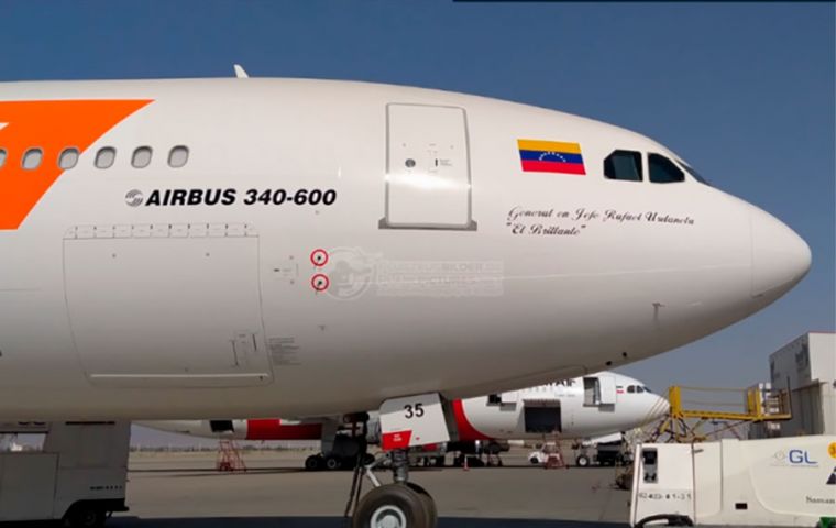 El Airbus de Conviasa voló de vuelta a Caracas directamente desde Bolivia