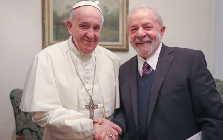Lula se reunió por última vez con el Papa Francisco en febrero de 2020